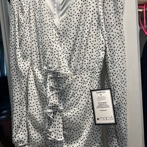 Polkadotted, long sleeve dress